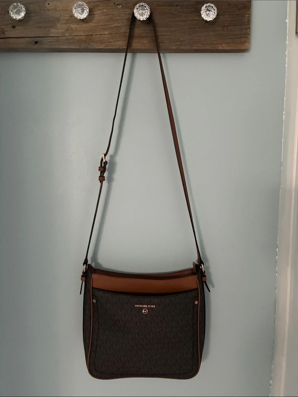 Michael Kors Brown Signature crossbody Bag with Brown Trim